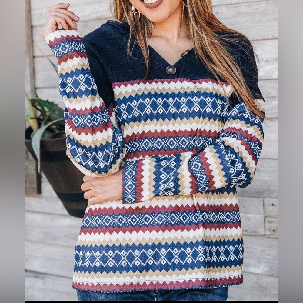 Colorful Geometric Patterned Sweater women’s size S New